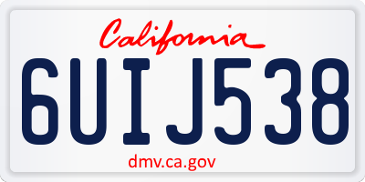 CA license plate 6UIJ538
