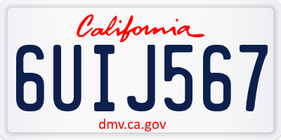 CA license plate 6UIJ567