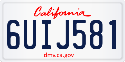 CA license plate 6UIJ581