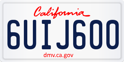 CA license plate 6UIJ600