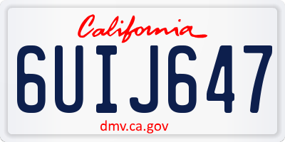 CA license plate 6UIJ647