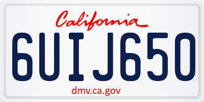 CA license plate 6UIJ650