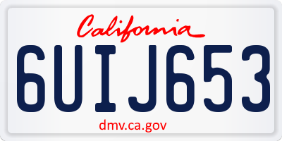 CA license plate 6UIJ653