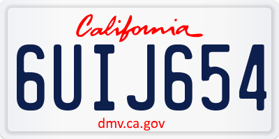 CA license plate 6UIJ654