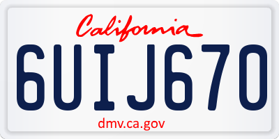 CA license plate 6UIJ670