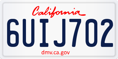 CA license plate 6UIJ702