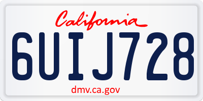 CA license plate 6UIJ728