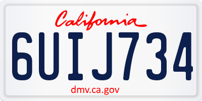 CA license plate 6UIJ734