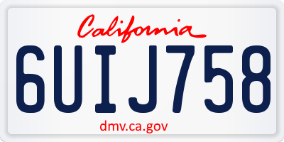 CA license plate 6UIJ758