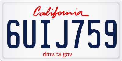 CA license plate 6UIJ759
