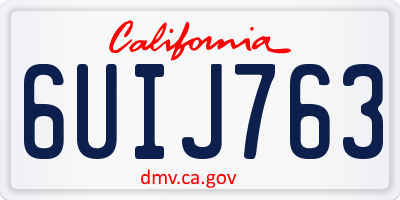 CA license plate 6UIJ763
