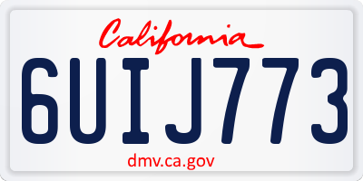 CA license plate 6UIJ773