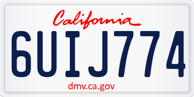 CA license plate 6UIJ774