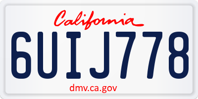 CA license plate 6UIJ778