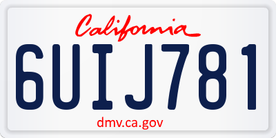 CA license plate 6UIJ781