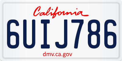 CA license plate 6UIJ786