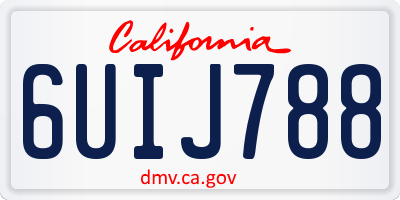CA license plate 6UIJ788