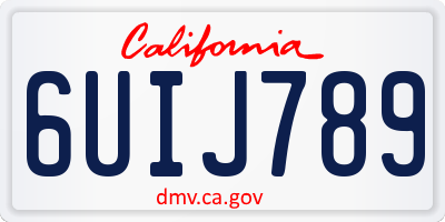 CA license plate 6UIJ789