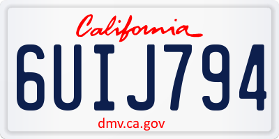CA license plate 6UIJ794