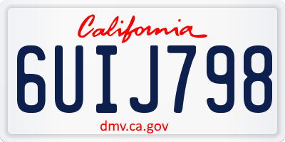 CA license plate 6UIJ798