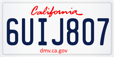 CA license plate 6UIJ807