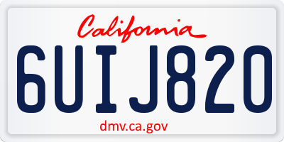 CA license plate 6UIJ820