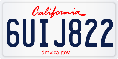 CA license plate 6UIJ822
