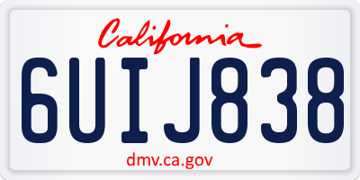 CA license plate 6UIJ838