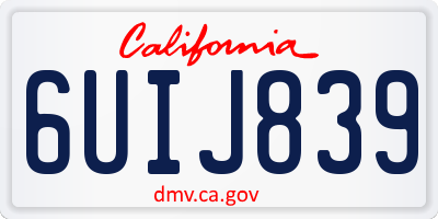 CA license plate 6UIJ839