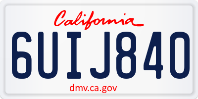 CA license plate 6UIJ840