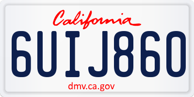 CA license plate 6UIJ860
