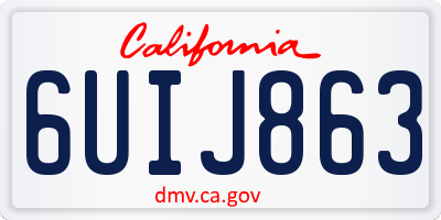 CA license plate 6UIJ863