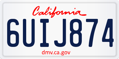 CA license plate 6UIJ874