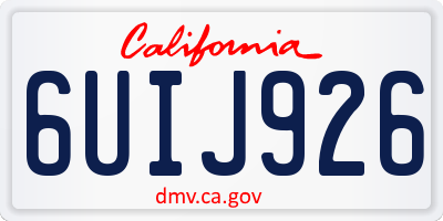 CA license plate 6UIJ926