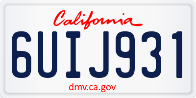 CA license plate 6UIJ931