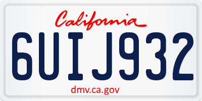 CA license plate 6UIJ932