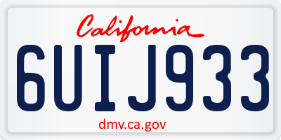 CA license plate 6UIJ933