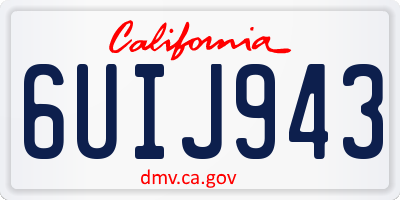 CA license plate 6UIJ943