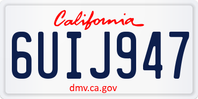 CA license plate 6UIJ947