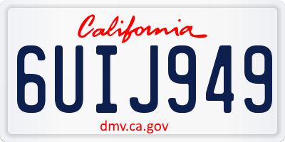 CA license plate 6UIJ949