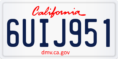 CA license plate 6UIJ951