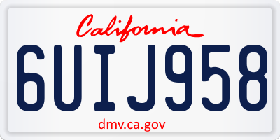 CA license plate 6UIJ958