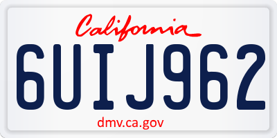 CA license plate 6UIJ962