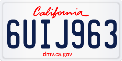 CA license plate 6UIJ963