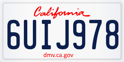 CA license plate 6UIJ978