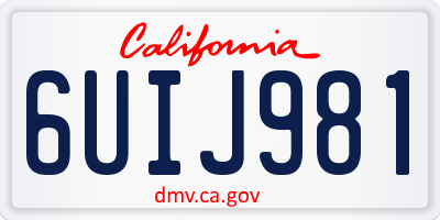 CA license plate 6UIJ981
