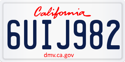 CA license plate 6UIJ982