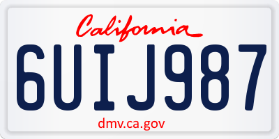 CA license plate 6UIJ987