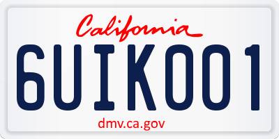 CA license plate 6UIK001