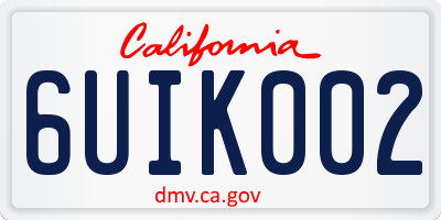 CA license plate 6UIK002